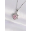 316L Çelik Zincir Gümüş Renk Pembe Zirkon Taşlı Rapunzel Kolye