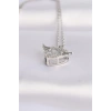 316L Çelik Zincir Gümüş Renk Zirkon Taşlı Kanatlı Kalp Kolye