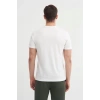 4165 Bisiklet Yaka Baskılı Erkek T-Shirt EKRU