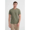 4624 Basıc V Yaka Erkek T-Shirt Haki