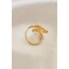 Ayarlamalı Gold Renk Metal Zirkon Taşlı Kanat Yüzük