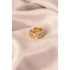 Gold Renk Metal Taşlı Model Ayarlanabilir Kadın Yüzük