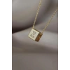 Gold Renkli Küp Model Zirkon Taşlı Z Harfli Kolye