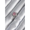 Gümüş Renk Pembe Zirkon Taşlı Charm Kalp Model Kadın Yüzük