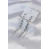 Gümüş Renk Zirkon Taşlı Kadın Küpe
