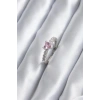 Gümüş Renk Zirkon Taşlı Pembe Kristal Kalp Model Kadın Yüzük