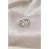 Gümüş Renkli Metal Zirkon Taşlı Kadın Yüzük