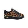 K732510 Yüksek Taban Leopar Desenli Kadın Sneaker Siyah Leopar