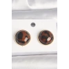Pirinç Gold Renk 3D Daire Leopar Model Kadın Küpe