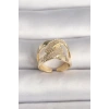 Pirinç Gold Renk Ayarlanabilir Zirkon Taşlı Kadın Yüzük