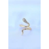 Pirinç Gold Renk Ayarlanabilir Zirkon Taşlı Yılan Yüzük