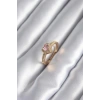 Pirinç Gold Renk Pembe Zirkon Taş Kalp Charm Model Kadın Yüzük