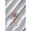Pirinç Gold Renk Pembe Zirkon Taş Kalp Charm Model Kadın Yüzük