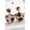 Pirinç Gold Renk Sallantı Leopar Desen Plaka Model Kadın Küpe