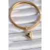 Pirinç Gold Renk Zirkon Taşlı 3D Üçgen Model Ajda Charm