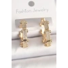 Pirinç Gold Renk Zirkon Taşlı Halka Model Kadın Küpe