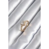 Pirinç Gold Renk Zirkon Taşlı Kalp Charm Model Kadın Yüzük