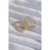 Pirinç Gold Renk Zirkon Taşlı Motifli Kalp Küpe