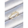 Pirinç Gold Renk Zirkon Taşlı Yıldız Detay Beyaz Mineli Kadın Yüzük