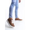 SLW151 Boost Bağcıklı Cilt Erkek Günlük Sneaker Ayakkabı CBT - Taba