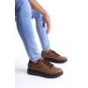 SLW151 Boost Bağcıklı Cilt Erkek Günlük Sneaker Ayakkabı CST - Taba