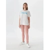 Super Happy Bisiklet Yaka T- Shirt Beyaz