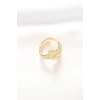 Topçuk Model Zirkon Taşlı Gold Renk Ayarlanabilir Yüzük