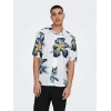 Tropikal Desen Apaş Yaka Regular Erkek Gömlek