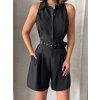 Yakalı şort tulum