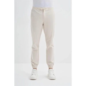 0004 Düğme Kapamalı Beli ve Paçası Lastikli Jogger Erkek Pantolon EKRU