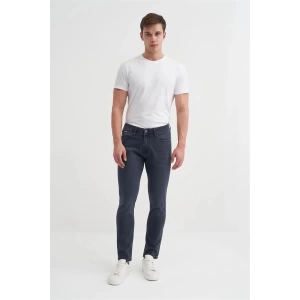 0711 Terry Slim Fit Boru Paça Normal Bel Erkek Kot Pantolon Lacivert