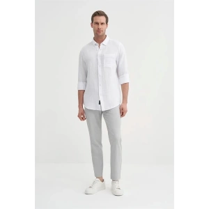 2024 Uzun Kollu Müslin Kumaş Erkek Gömlek Beyaz