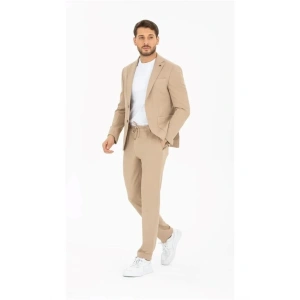 2534 Beli Lastikli Jogger Old Money Style Erkek Pantolon Bej