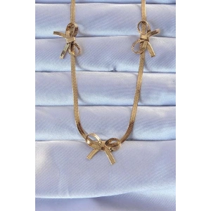 316L Çelik Altın Renk İtalyan Zincirli Fiyonk Kolye