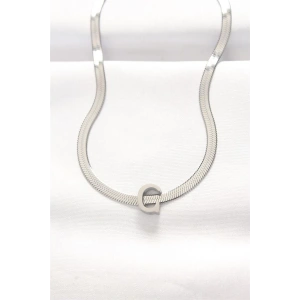 316L Çelik C Harfli Silver Renk İtalyan Zincirli Kolye