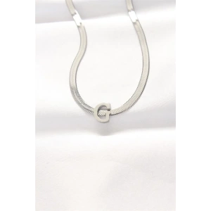 316L Çelik G Harfli Silver Renk İtalyan Zincirli Kolye