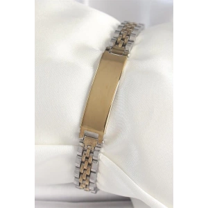 316L Çelik Gold Gümüş Renk Kalın Zincir Künye Model Erkek Bileklik