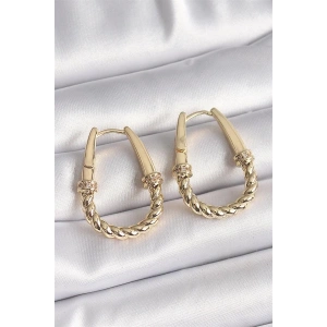 316L Çelik Gold Renk Burgu Halka Model Kadın Küpe