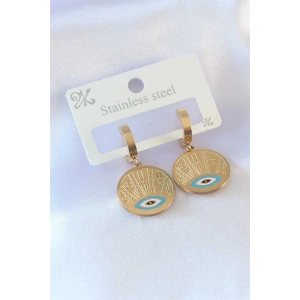 316L Çelik Gold Renk Göz Detay İşleme Daire Model Kadın Küpe