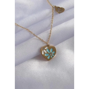 316L Çelik Gold Renk İşleme Kalp Figür Kadın Kolye