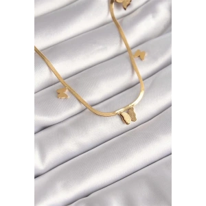 316L Çelik Gold Renk İtalyan Zincir Simli Kelebek Figür Kadın Kolye