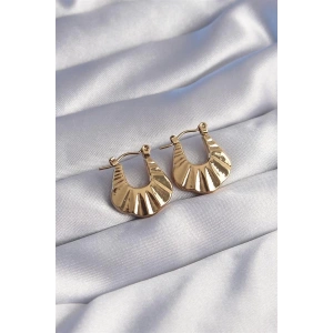 316L Çelik Gold Renk Kabartmalı Görünüm Küpe