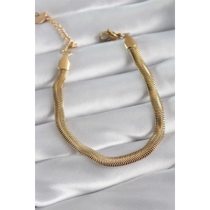 316L Çelik Gold Renk Kalın İtalyan Zincir Model Kadın Bileklik
