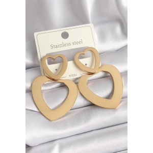 316L Çelik Gold Renk Kalp Model Kadın Küpe