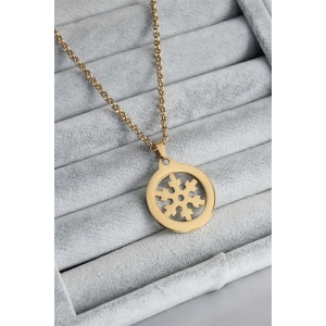 316L Çelik Gold Renk Kar Tanesi Model Kadın Kolye