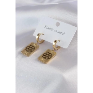 316L Çelik Gold Renk Lotus İşleme Kadın Küpe