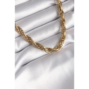 316L Çelik Gold Renk Örme Burgu Zincir Model Kadın Kolye