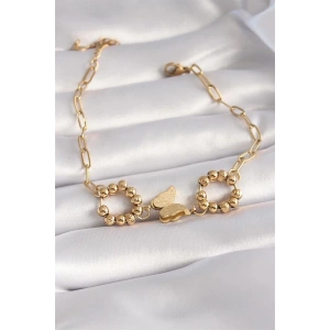 316L Çelik Gold Renk Simli Kelebek Figür Kadın Bileklik