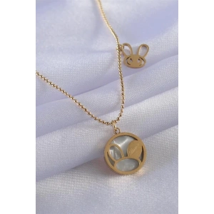 316L Çelik Gold Renk Tavşan Model Kadın Kolye