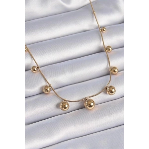 316L Çelik Gold Renk Top Model Kadın Kolye